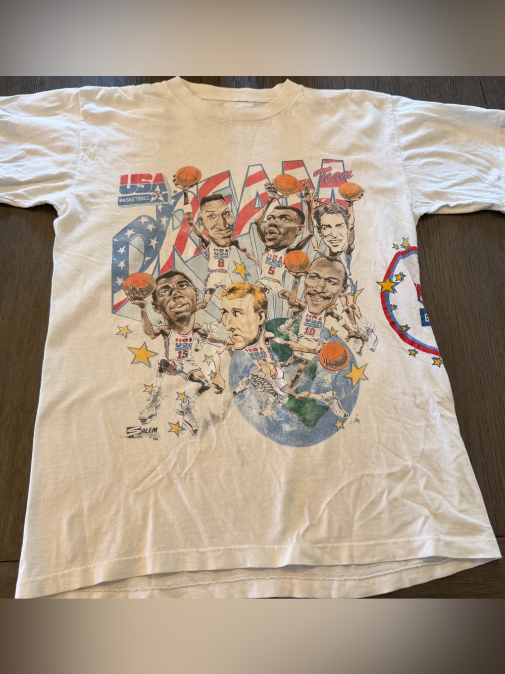 Rare Vintage 1992 USA Olympic Dream Team Basket T shirt Small Larry Magic Jordan